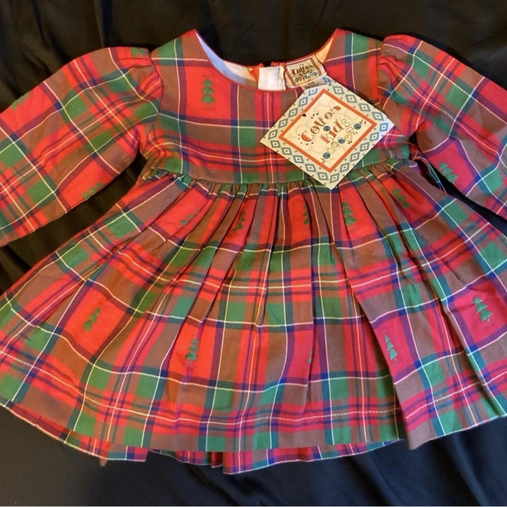 Plaid Kids Formal Dress 100% Cotton Baby Size 6 Months